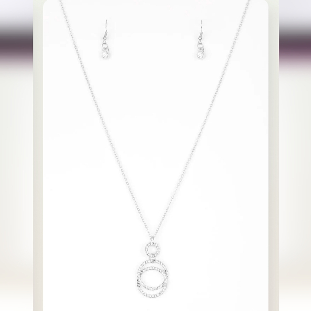 Timeless Trio Silver Tone Crystal Necklace & Earrings